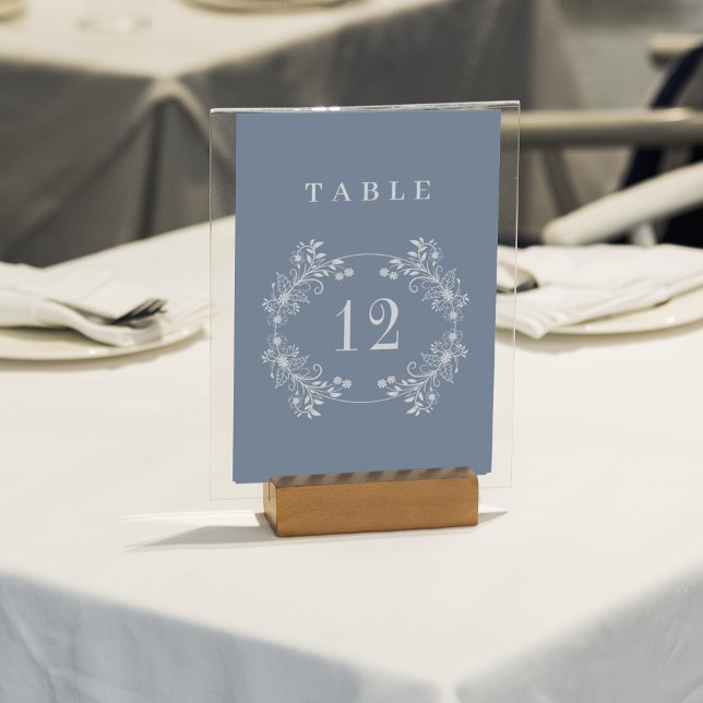 Tarjeta De Mesa Periwinkle Monograma Boda (Subido por el creador)