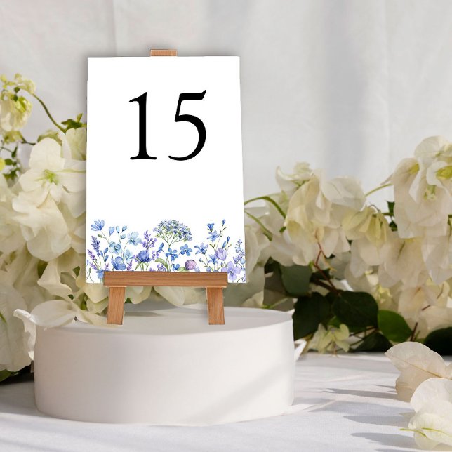 Tarjeta De Mesa Periwinkle Wildflower Boda Floral Floral (Wedding Table Number from my Lilac + Periwinkle Wildflower Wedding Collection
)