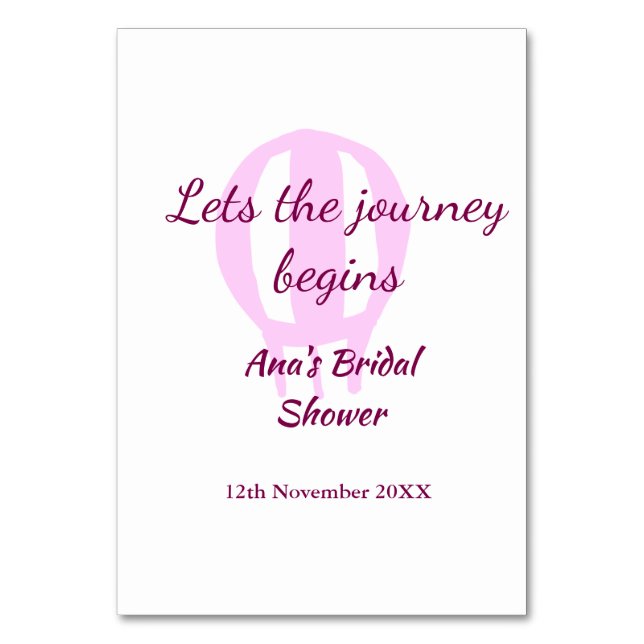 Tarjeta De Mesa permite que el viaje comience la ducha de novia ag (Anverso)