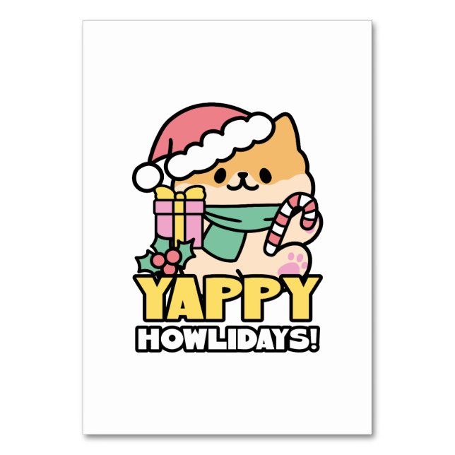 Tarjeta De Mesa Perro de Navidades Cuadros - Yappy Howlidays (Anverso)