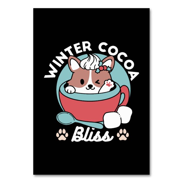 Tarjeta De Mesa Perro en taza festiva para vibraciones de vacacion (Anverso)