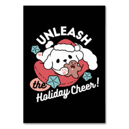 Tarjeta De Mesa Perro navidad en Sombrero Santa - festividad para