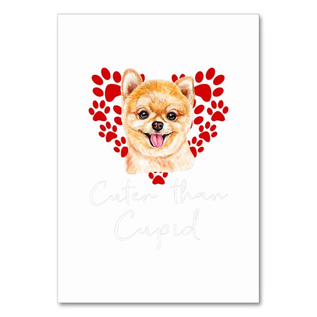Tarjeta De Mesa Perro panomerano más que Día de San Valentín cupid (Anverso)