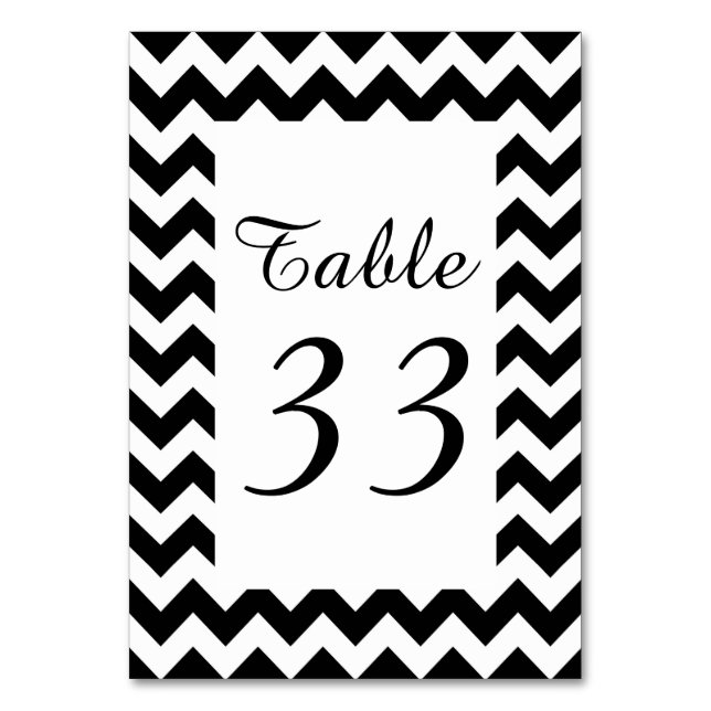 Tarjeta De Mesa Personalizable Blanco Zigzag Numerado (Reverso)