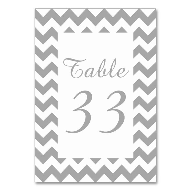 Tarjeta De Mesa Personalizable Gray Zigzag Numerado (Anverso)