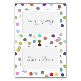 Tarjeta De Mesa Personalizable Polka Dot Confetti Nombre Cartas Lu