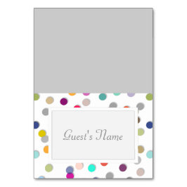 Tarjeta De Mesa Personalizable Polka Dot Confetti Nombre Cartas Lu