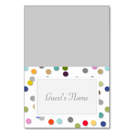 Tarjeta De Mesa Personalizable Polka Dot Confetti Nombre Cartas Lu