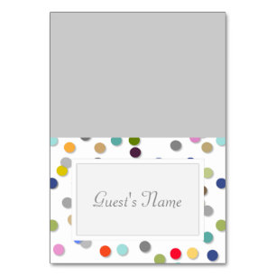 Tarjeta De Mesa Personalizable Polka Dot Confetti Nombre Cartas Lu