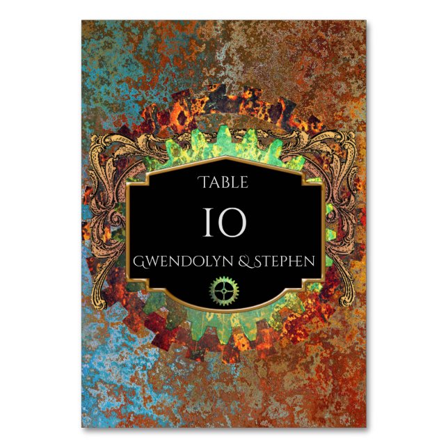 Tarjeta de mesa personalizada de casamiento de vin (Anverso)