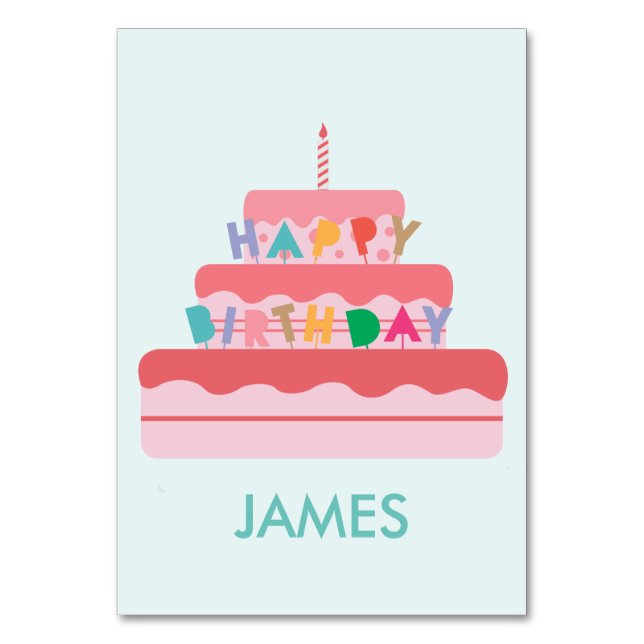 Tarjeta de mesa personalizada de cumpleaños feliz (Anverso)