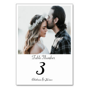 Tarjeta De Mesa Personalizado Boda de fotografía de caligrafía bla