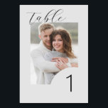 Tarjeta De Mesa Personalizado Boda de fotografía de compromiso Min<br><div class="desc">Descripción: Haga una declaración personal en la recepción de su boda con estos números de mesa modernos del Boda de fotografía de compromiso Minimalista Personalizado. Al mostrar las fotos de compromiso en cada mesa, estos números de tabla le dan un toque único y sentimental a su decoración boda. Personalizar cada...</div>