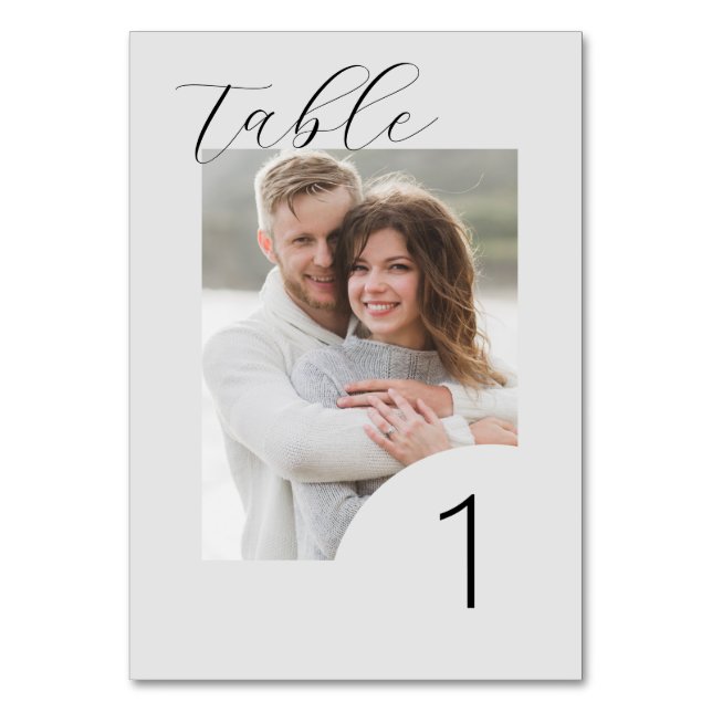 Tarjeta De Mesa Personalizado Boda de fotografía de compromiso Min (Anverso)