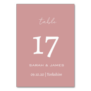 Tarjeta De Mesa Personalizado Boda de guiones rosados y polvorient