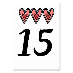 Tarjeta De Mesa Personalizado Boda del corazón de amor Número de t