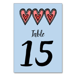 Tarjeta De Mesa Personalizado Boda del corazón de amor Número de t