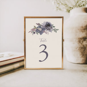 Tarjeta De Mesa Personalizado Boda Dusty Purple Floral Watercolor