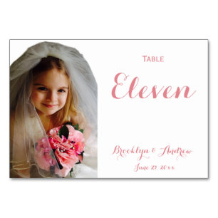 Tarjeta De Mesa Personalizado Boda fotográfico rosa blanco Números