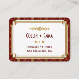 Tarjeta De Mesa Personalizado Burgundy Art Deco Boda