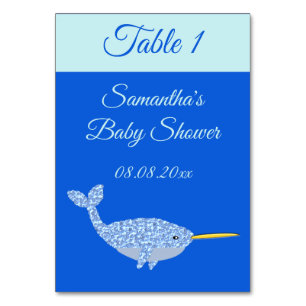 Tarjeta De Mesa Personalizado de Baby Shower de Cute Blue Baby Boy