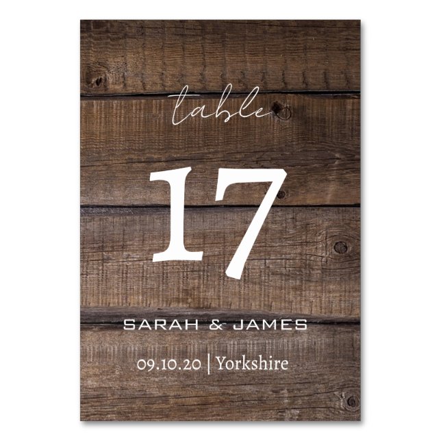 Tarjeta De Mesa Personalizado de Boda de guion de roble ruso moder (Reverso)