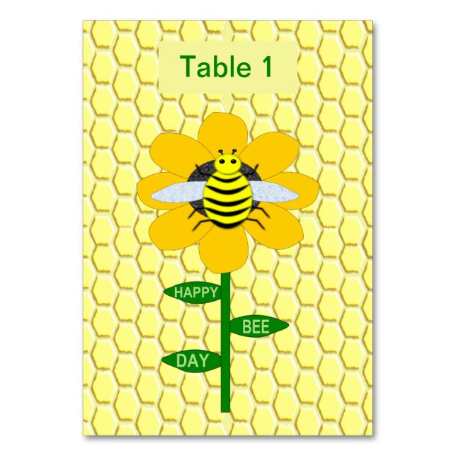 Tarjeta De Mesa Personalizado de Bumblebee Feliz Día de la Abeja (Anverso)