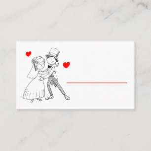 Tarjeta De Mesa Personalizado de Cute Bride Groom Boda Blanco Rojo
