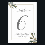 Tarjeta De Mesa Personalizado de hierba de acuarela botánica Boda<br><div class="desc">Una hermosa tarjeta boda de número de tabla con bromas de color agua pintadas a mano, su número de tabla personalizado, los nombres de la pareja boda y la fecha boda - impreso en ambos lados. Haga clic en personalizar para cambiar el número de tabla uno por uno. Sencillo y...</div>