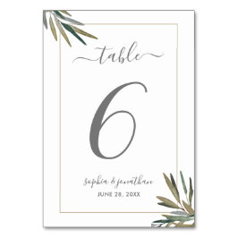 Tarjeta De Mesa Personalizado de hierba de acuarela botánica Boda