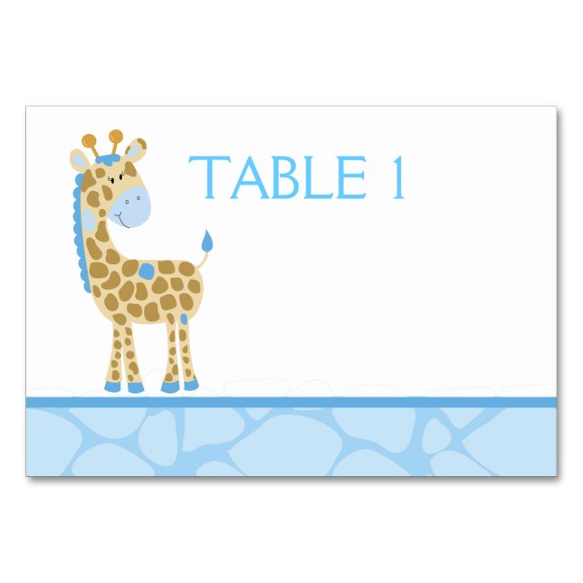 Tarjeta de mesa Personalizado de jirafa azul (Anverso)