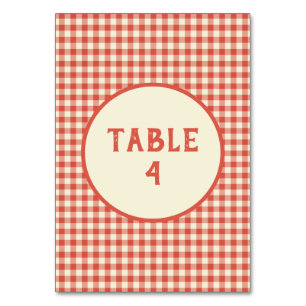 Tarjeta De Mesa Personalizado de patrón de tablero de cheques rojo