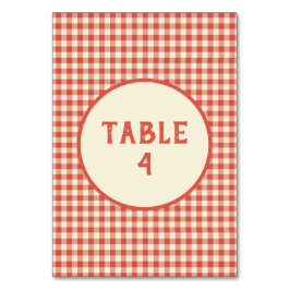 Tarjeta De Mesa Personalizado de patrón de tablero de cheques rojo