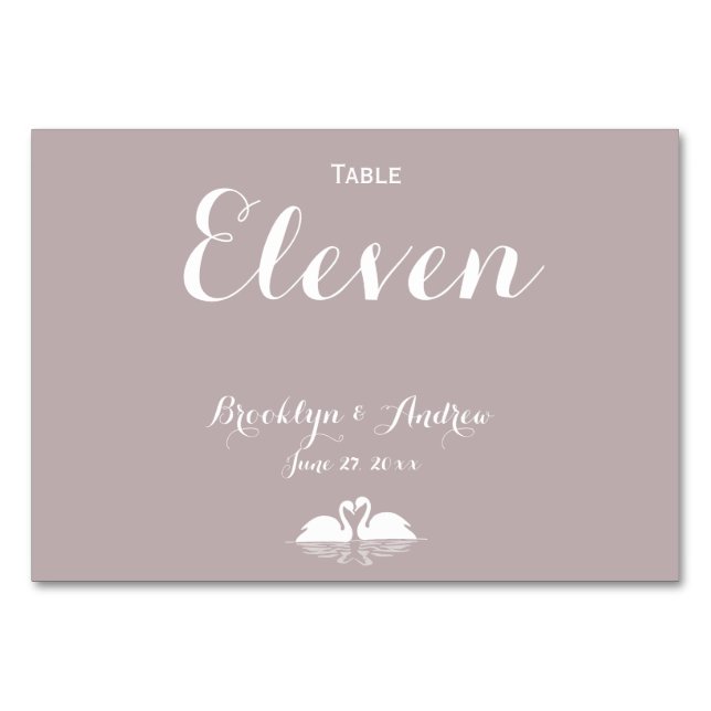 Tarjeta De Mesa Personalizado Elegante Boda Gris Número de tablas  (Anverso)