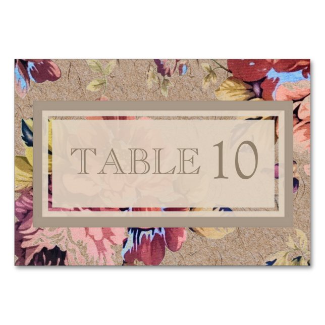 Tarjeta De Mesa Personalizado floral rústico vintage (Anverso)