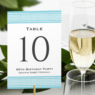 Tarjeta De Mesa Personalizado formal azul de la fiesta de cumpleañ