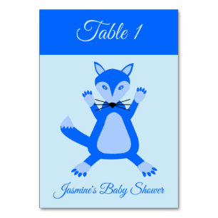 Tarjeta De Mesa Personalizado Fox de Cute Blue Baby Boy