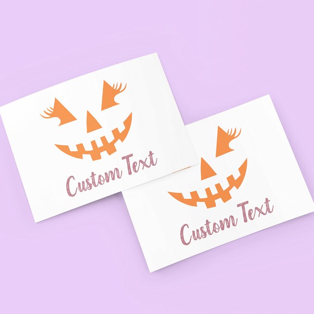 Tarjeta De Mesa Personalizado Girly Jack O Lantern Pumpkin Hallowe (Subido por el creador)