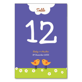 Tarjeta De Mesa Personalizado lindo Boda de Aves Amores (Noche)