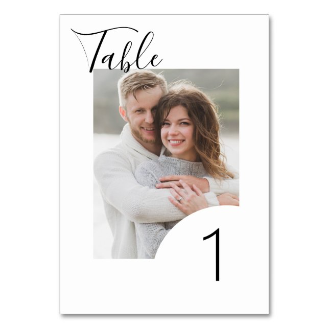 Tarjeta De Mesa Personalizado Minimalista moderno Boda fotográfico (Anverso)