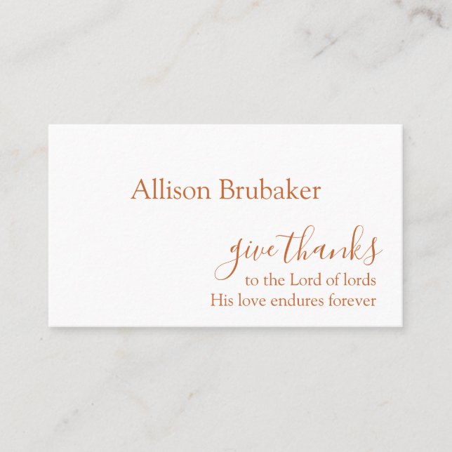 Tarjeta De Mesa Personalizado Naranja quemado da gracias nombre de (Anverso)