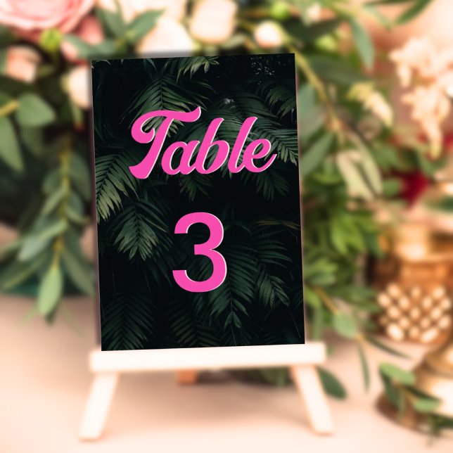Tarjeta De Mesa Personalizado Neon Tropical Pink Modern (Custom Neon Tropical Pink Modern Table Numbers)