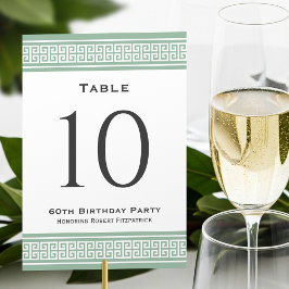 Tarjeta De Mesa Personalizado Verde formal de la fiesta de cumplea