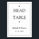 Tarjeta De Mesa Personalized Black & White Head<br><div class="desc">Personalized Minimalist Black & White Head Table Carfd</div>