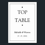 Tarjeta De Mesa Personalized Black & White TOP<br><div class="desc">Personalized Minimalist Black & White TOP Table Card</div>