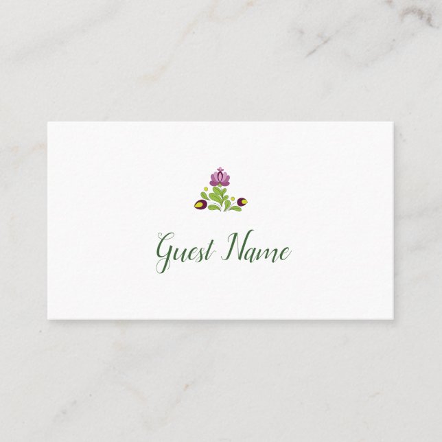 Tarjeta De Mesa Personalized Folk Floral Wedding Place Card (Anverso)