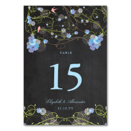 Tarjeta De Mesa Pestaña Boda Floral Blue Hibiscus Swirls