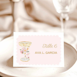 Tarjeta De Mesa Petales y ducha de novia del Prosecco