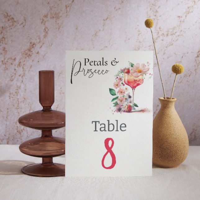 Tarjeta De Mesa Petales y Prosecco Brunch Floral Bridal Shower (Subido por el creador)