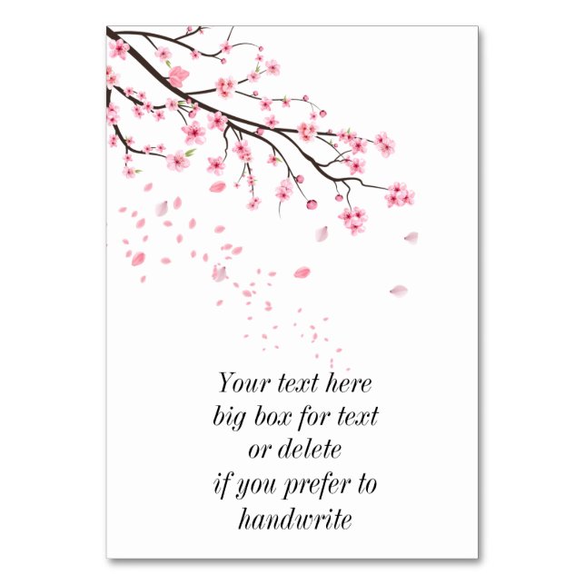 Tarjeta De Mesa pétalos de flor de cerezo flotando (Anverso)